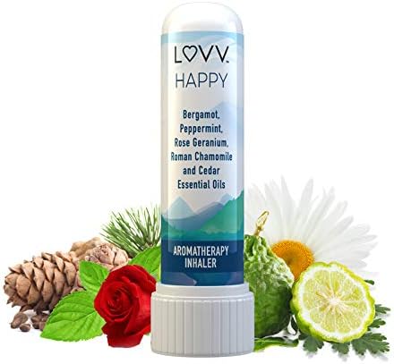 Portable Aromatherapy Nasal Inhaler - Personal Pocket Essential Oil Diffuser - Mini Container for Easy Travel (HAPPY, Single)