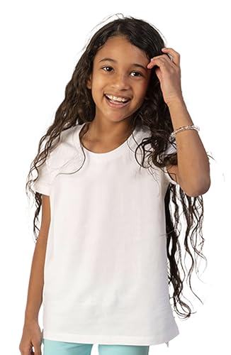 Image of Mightly Girls' Scooped Neck Short Sleeve T Shirts | 100% Organic Cotton, Colorful Casual Stylish Clothes