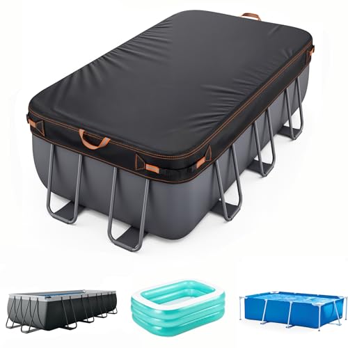 Poolabdeckung Rechteckig Sommer-Poolplane aus hochwertigem Oxford-Gewebe für rechteckigen Aufstellpool mit Steckschnallen & Kordelzug 274x548 cm (9x18 FT)