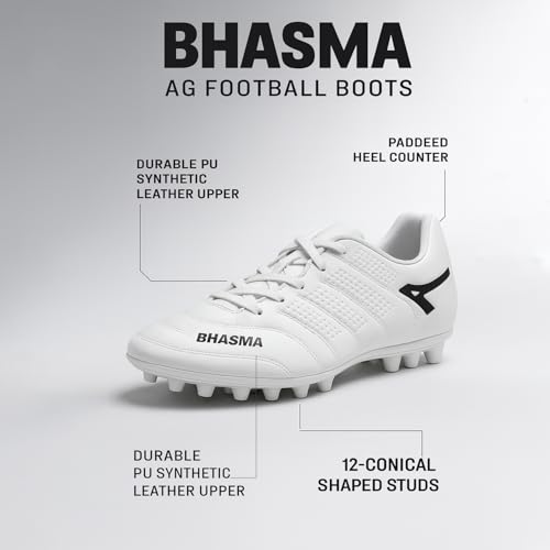 Image of Anza Bhasma Light Weight and Durable Football Boot for Men&Women, Comfortable and Flexible Football Shoes with Multi Purpose Stud, Soccer Shoe (White)
