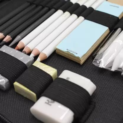 Image of Professional Sketching Kit with Sharpener & Zippered Carry Case - Complete Graphite, Charcoal & Shading Pencil Set for Beginners & Artists