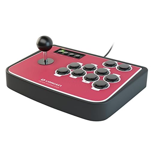 Lioncast Arcade Fightstick Palanca de Mando Controlador con Botones programables, Sanwa, Turbo/Modo rápido y Base de Goma para PC/Sony Playstation (PS2, PS3)