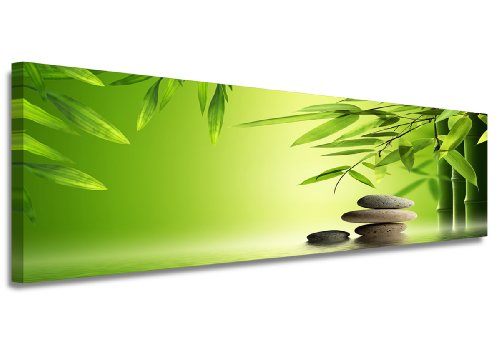 Visario 120 x 40 cm Bild auf Leinwand Feng Shui Bambus 5713-SCT deutsche Marke und Lager - Die Bilder/das Wandbild/der Kunstdruck ist fertig gerahmt