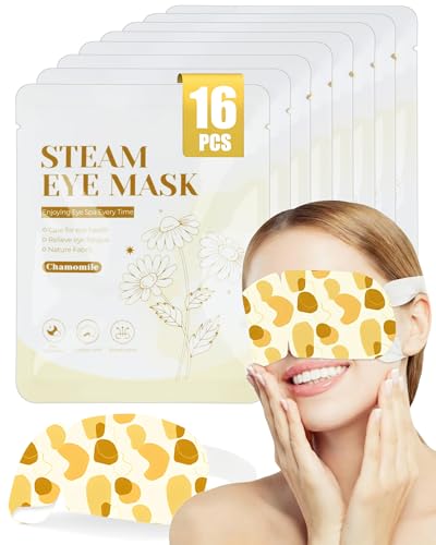 lulir Augenmaske Selbstwärmende Kamille 16 Stück Steam Eye Mask Wärmemaske AugenpadsAugenmaske Gegen Trockenheit Schwellungen & AugenbelastungEinweg Wärmekompresse für Schlaf & Reisen