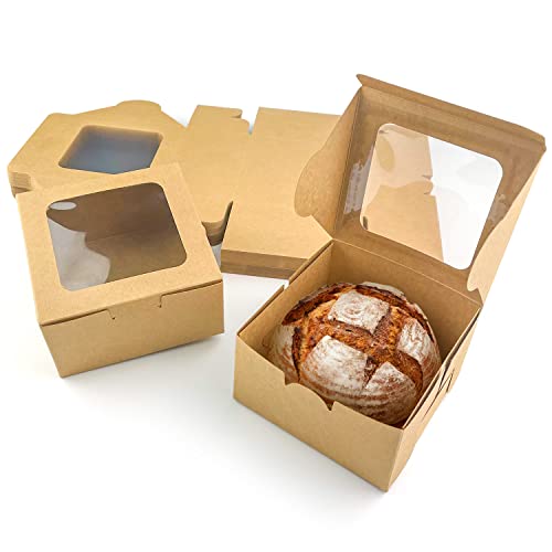 Latas de Galletas Desechables, 50 PCS Caja de Papel Kraft para Pastelería, Caja de Papel Kraft Con Ventana, Papel Kraft Caja de Regalo Dulces Regalos Cajas, Cajas Para Galetas Portátiles Cover