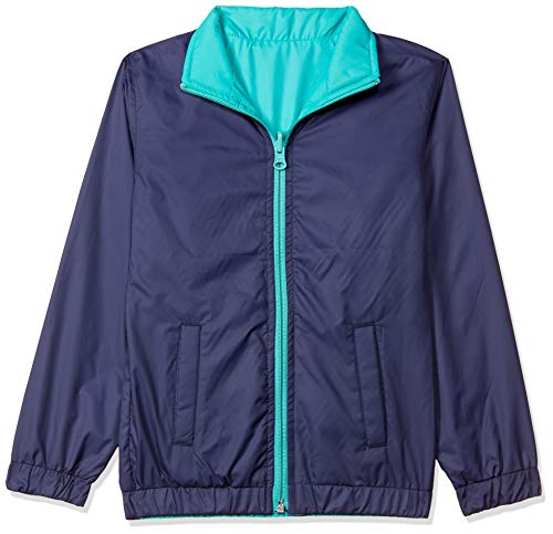 Amazon Brand - Jam & Honey Girls' Regular Fit Jacket (JHAW20GJK-REV_Navy/Turquoise_3-4 Years)