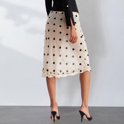 Women Y2K Polka Dot Midi Skirt Low Rise Ruffle Hem Wrap Long Skirt Elegant Mesh Aesthetic Pencil Skirts Streetwear3