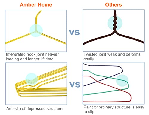 Amber Home 17" Shiny Gold Strong Metal Hanger 10 Pack, Gold Clothes Hangers, Heavy Duty Coat Hangers, Standard Suit Hangers For Jacket, Shirt, Dress (Gold, 10) #TOP4
