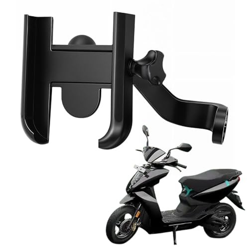 Image of Metal CNC Mobile Holder for Scooter, Scooty & Motorcycle Compatible for Ather 450S, Mirror Mount, 360 Rotation, Strong Anti-Slip Grip, Wide Adjustable Fit for All Smartphones (Black)