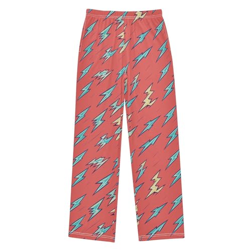 Boys' Pants Blue Lightning Bolts Red Long Bottoms Jogger Pants Elastic Waist Trousers with Pockets S-XL