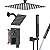 Shower Faucet Set Shower System - EMBATHER Matte Black Push Button Diverter Dual Shower Faucet Valve Kit with Rainfall Ceiling Mount 10 Inch Shower Head 6 Inch Wall Mount, 2 in 1 Handheld for Couple