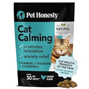 Pet Honesty Calming Chews for Cats – Cat Anxiety Relief + Helps Reduce Stress – Behavioral Support & Promotes Relaxation for Travel, Boarding, Vet Visits, Separation Anxiety – Chicken (30-Day Supply)