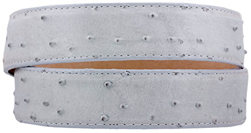 El Presidente Mens Off White Ostrich Quill Print Leather Western Cowboy Belt Silver Buckle2