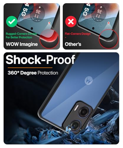 Image of WOW IMAGINE Shockproof Hybrid Back Cover for Motorola Moto G34 5G | Moto G45 5G | Hard Slim fit Back Case | PC & TPU | Clear Transparent Case - Black