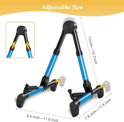 Image of Softline Pro Guitar Stand for Home, Folding Instrument Stand for Acoustic /Electric /Classical Guitars and Violin, Ukulele, Bass, Portable and Lightweight, Easy to fold (Blue), SP24-A
