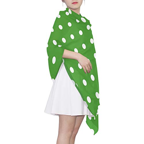 Alaza Fashion Scarves Women Green White Polka Dot Ornament Shawl Wrap Long Chiffon Scarf For Outdoor #TOP5