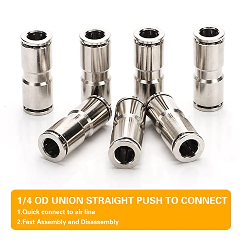 1/4 Union Straight Push To Connect Fittings Stainless Steel Pneumatic Push Connectors,Ceker 1/4" X 1/4" Od Tube Quick Connect Fittings Air Line Fittings For 1/4 Inch Tube 2Pack #TOP1
