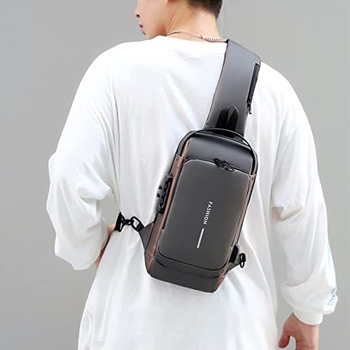 Image of ARURA (LABEL) Multifunction Anti-theft Shoulder Bag Crossbody Bag Travel Sling Bag with USB Port and Code Lock Messenger Backpack Chest Bag for Male Female