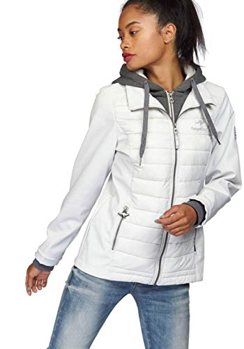 Preisvergleich Produktbild KangaROOS Damen Jacke Materialmix Softshell Steppjacke Sweat Kapuze (Hellgrau, 38)