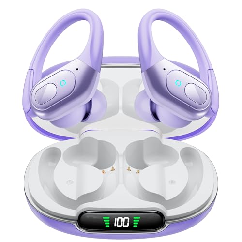 occiam Bluetooth Headphones Ear Buds 90Hrs Playback Stereo Bass Earphones Purple