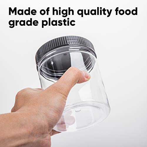 Accguan 16oz Plastic Jars With Lids, Airtight Container for Food Storage, Clear Plastic Jars Ideal For Dry Food, Peanut Butter, Honey and Jam Storage, Set of 12