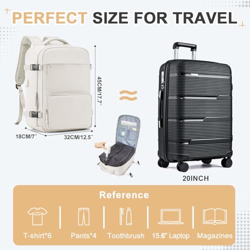 Image of Vacuum Backpack Travel Backpack with Compression, Men Women Vacuum Backpack with Air Pump, Carry on Backpack Flight Approved Personal Item Size - White