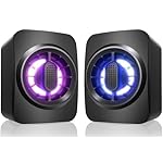 Computer Speakers,RGB PC Speakers, USB Powered 3.5mm Aux Speaker for Desktop, PC, Laptop, Tablet - Small Computer Speakers | Clear Sound & 7-Color Dynamic Lighting