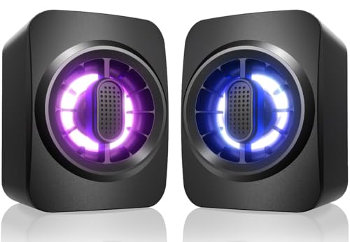 Computer Speakers,RGB PC Speakers, USB Powered 3.5mm Aux Speaker for Desktop, PC, Laptop, Tablet -...