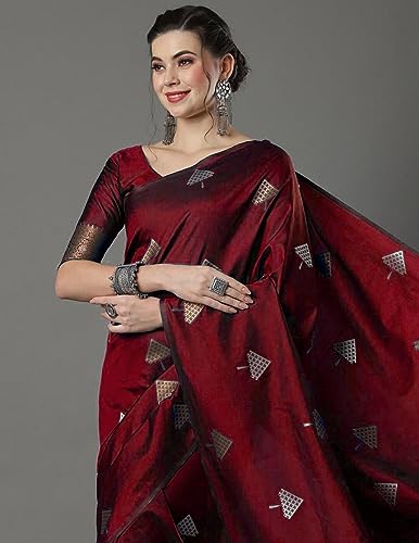 Image of Flosive Women Woven Beautiful Mix Color Kanjivaram Silk Saree With Zari Weaving