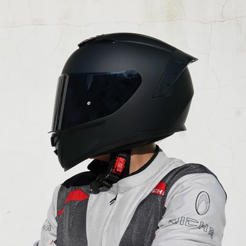 Image of Full Face Motorcycle Helmet,Helmets for Adults Motorcycle, MG611 Motorbike Racing Street Bike Helmets with Black Visor for Men Women,DOT Approved (Matte Black-B, XXL)