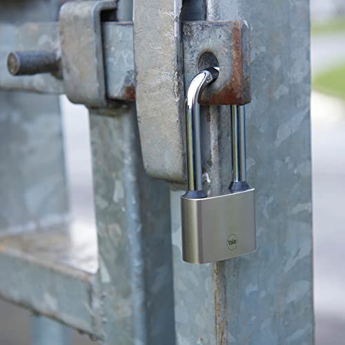 Yale - Y112/50/128/1 Iron Disc Padlock 50mm - Nickel Plated - Hardened Steel Shackle - Extreme Corrosion Resistance for Outdoor use