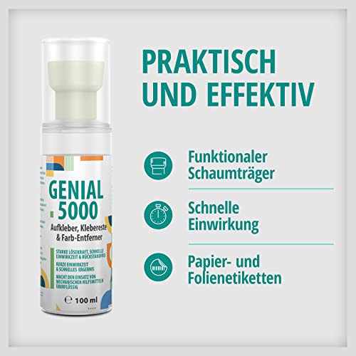 LABROTEC® Genial 5000 - Professioneller Klebstoff-Entferner 250ml mit leerer 100ml-Schaumflasche - Effektiver Etikettenlöser für hartnäckige Flecken und Kleber, ideal für Haushalt, Büro und Werkstatt