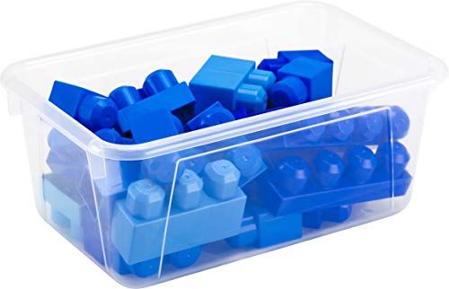 Image of Storex Small Cubby Bins - Plastic Storage Containers for Classroom, 12.2 x 7.8 x 5.1 inches, Translucent, 5-Pack (62461A05C)