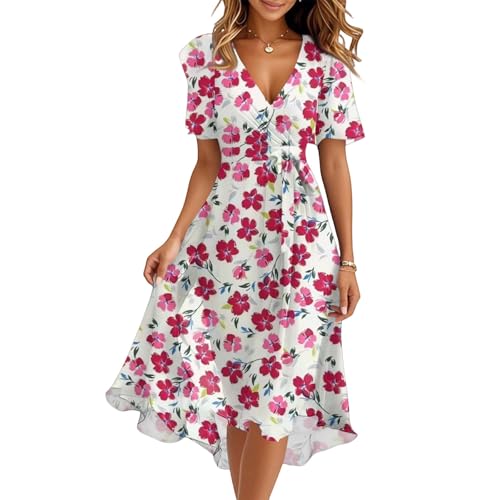 Spring Summer Chiffon Midi Dresses for Women 2025 Elegant Classy Wedding Guest Floral Formal Cocktail Prom Dress