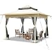 Produktbild VOUNOT® Pavillon Faltbar 3.6x3.6m, UV Schutz 50+ & Wasserdicht & Stabil, Pop Up Faltpavillon mit 4 Seitenteilen/Moskitonetz, Gartenzelt Partyzelt Gartenpavillon mit 4 Gewichte, Tasche, Beige