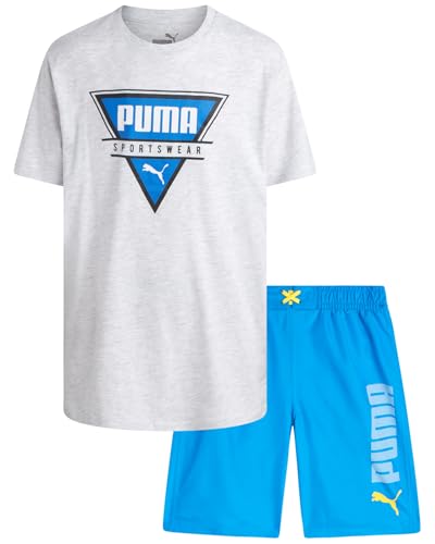 PUMA Boys Swim Set - Bathing Suit Swim Trunks with Matching Basic Short Sleeve T-Shirt - Swimwear Set for Big Boys (8-20) - Main Image