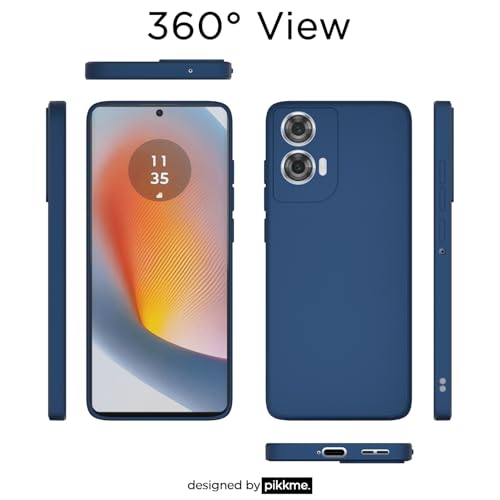 Image of Pikkme Back Cover for Motorola Moto Edge 50 Fusion 5G / Motorola Moto G96 5G | Slim Soft Matte Silicone Cover with Camera Protection & Shockproof Bumper Case (Blue)