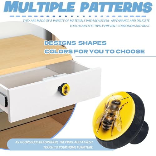 Boutons de placard en cristal abeille jaune avec vis pour meuble et commode - 5