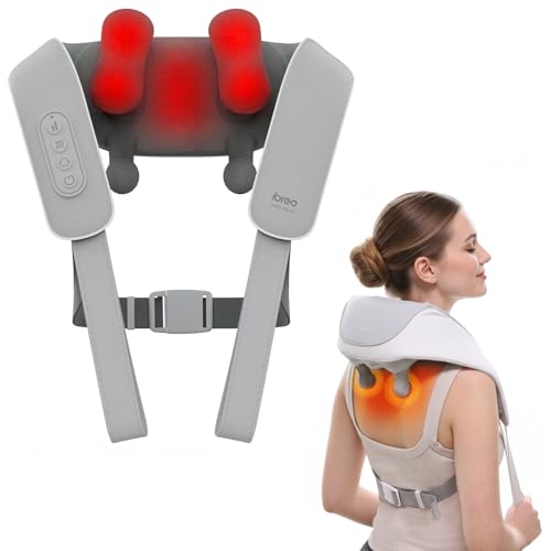 Cordless Shiatsu Neck and Back Massager with Heat, 10 Mins x 12 Uses, 3 Massage Modes & 2 Intensity...