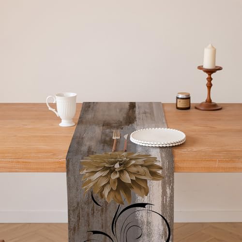 Miniatura 5 de Camino De Mesa Gris Retro Flores Decoración De Mesa Camino De Mesa De Granja Rústico Pintura Al Óleo Mantel Decorativo 40 X 140 Cm Para Cocina Cafetería Fiestas Bodas