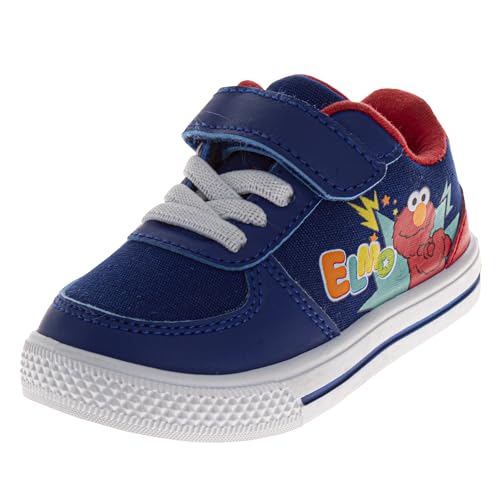 Sesame Street Elmo Sneakers for Boys - Lightweight Breathable Shoes with Strap Laceless Sneaker (Sizes: 5-10 Toddlers / 11 Little Kids)