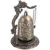 Amosfun 大型合金製龍形ストライクベル 中国風ヴィンテージ装飾品 デスクトップ飾り 瞑想 ヨガ向け仏教チャイム像