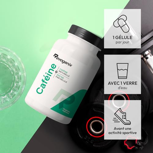 Caféine Pure 200 mg par Gélule | Energie et Concentration | Améliore Endurance et Performances Sportives | Pre-Workout | Brûleur de Graisses Action Thermogénique | 90 Gélules Vegan | Revogenix – Image 6