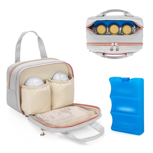 Image of Damero Wearable Breast Pump Bag with Ice Pack Compatible with Elvie, Momcozy and Medela Breast Pump, Carrying Bag for Wearable Breast Pump, Bottles, Pump Parts and More, Patent Design