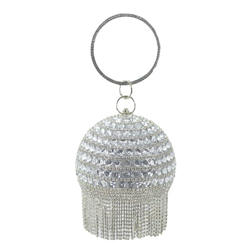 Sac à main rond avec poignée cristal pour mariage et soirée