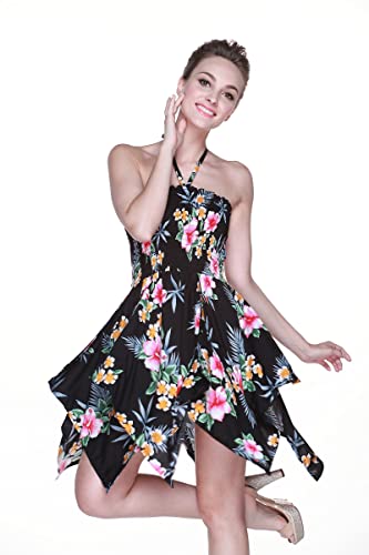 Image of Family Matching Hawaiian Clothes, Hibiscus Black | Black Hibiscus Print • Soft Rayon Fabric • Family Matching Outfits • Vacation Ready • Luau Party Wear