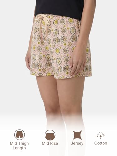 Image of Enamor Drawstring Mid Thigh Length Mid Rise Basic Shorts - Relaxed Fit, Super Soft Cotton - E062