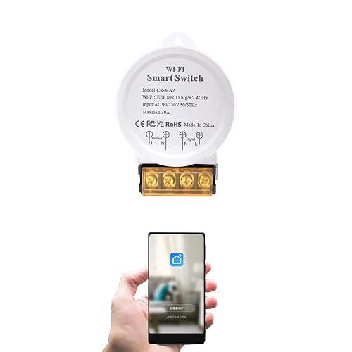 Interruptor inteligente WiFi de alta potencia de 30 A, compatible con AlexaGoogle Home, control remoto de aplicación, control de voz, función de