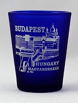 World By Shotglass Budapest Hungary Cobalt Blue Frosted Shot Glass