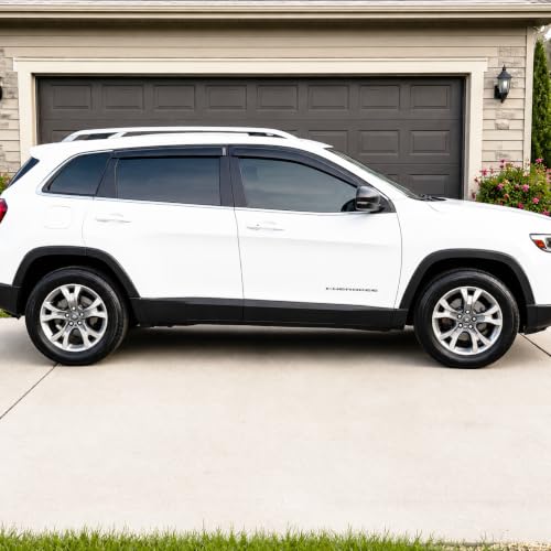Image of 2014-2023 Tape-On Rain Guards for Jeep Cherokee Side Window Visor Deflectors, KL Latitude Altitude Limited Trailhawk X, Durable Tinted Vent Shades 2015 2016 2017 2018 2019 2020 2021 2022